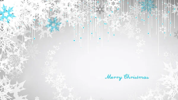 Fondo ligero de Navidad con copos de nieve blancos y Feliz Chris — Vector de stock