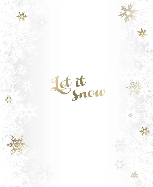 Fond clair de Noël avec des flocons de neige blancs et dorés . — Image vectorielle