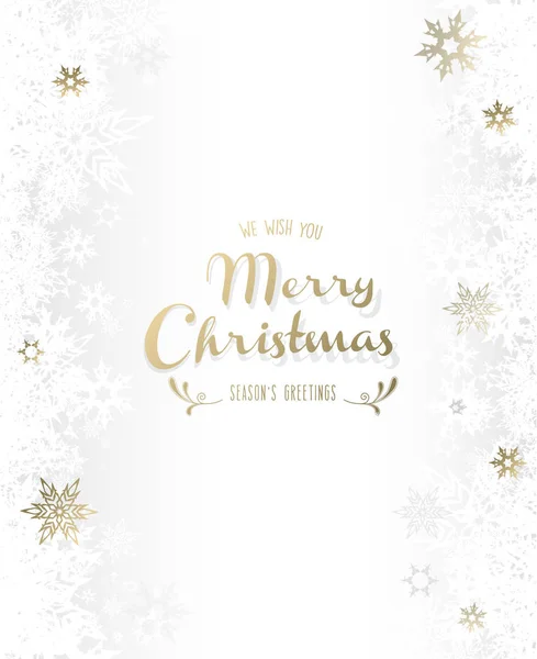 Fondo ligero de Navidad con copos de nieve blancos y dorados . — Vector de stock