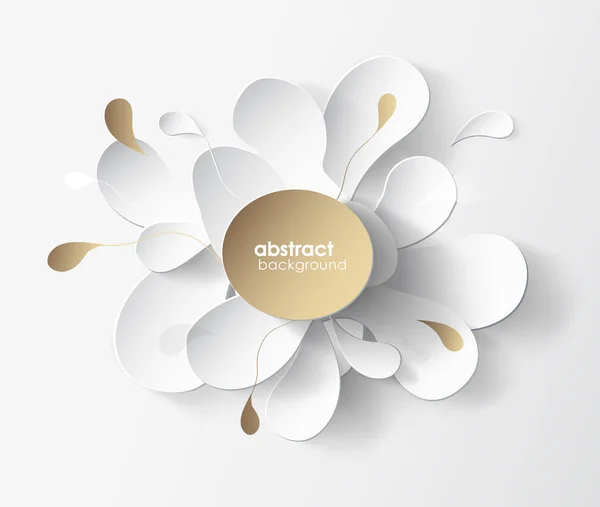 白と金の形で抽象的な色の花背景. — ストックベクタ
