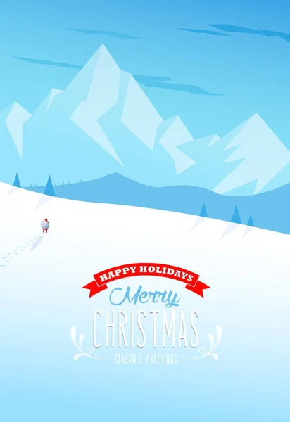 Winterliche Berglandschaft mit Weihnachtsmann und Karussell — Stockvektor