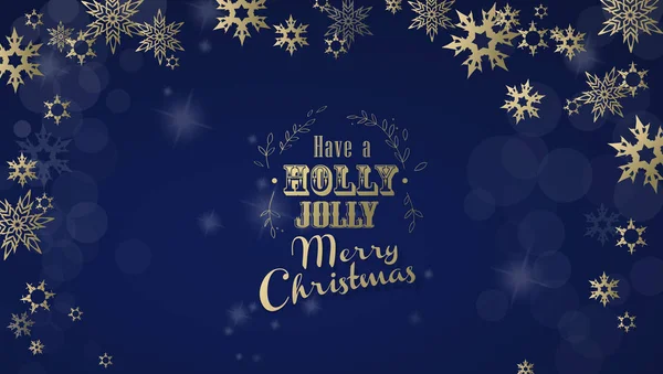 "有一个冬青属快活的圣诞节" 与金色的字体和大量的雪 — 图库矢量图片