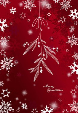 Ökse otu - kırmızı asma el yazısı Christmas illüstrasyon 