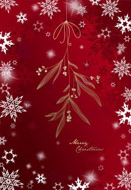 Ökse otu - altın asma Christmas illüstrasyon el yazısı