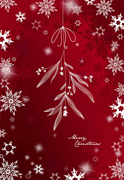 Ökse otu - kırmızı asma el yazısı Christmas illüstrasyon 