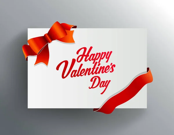 Valentýna pozadí s červenou stužkou a Happy Valentine den — Stockový vektor