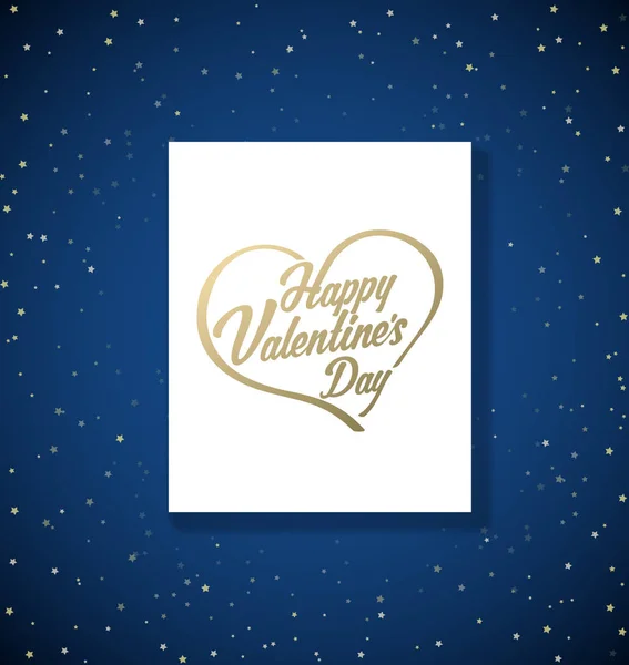 Sfondo di San Valentino con stelle e cuore d'oro con Happy Va — Vettoriale Stock