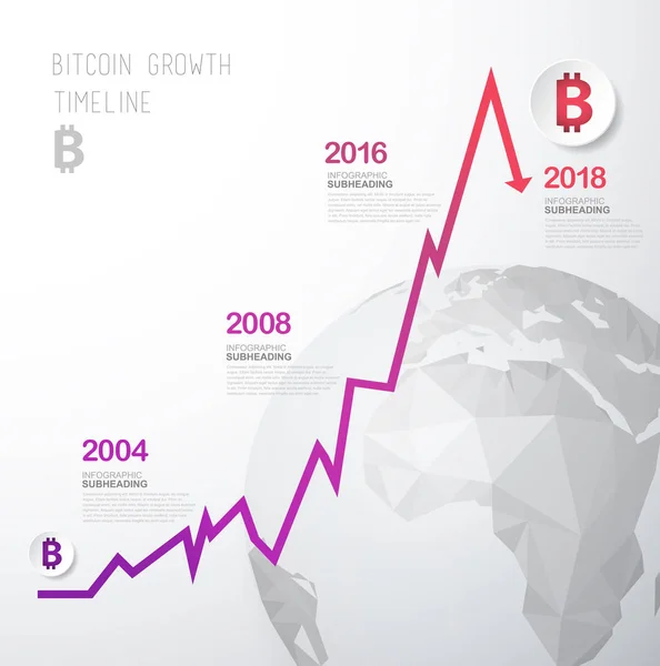 Шаблон вектора хронологии биткойна с полигональным миром — стоковый вектор