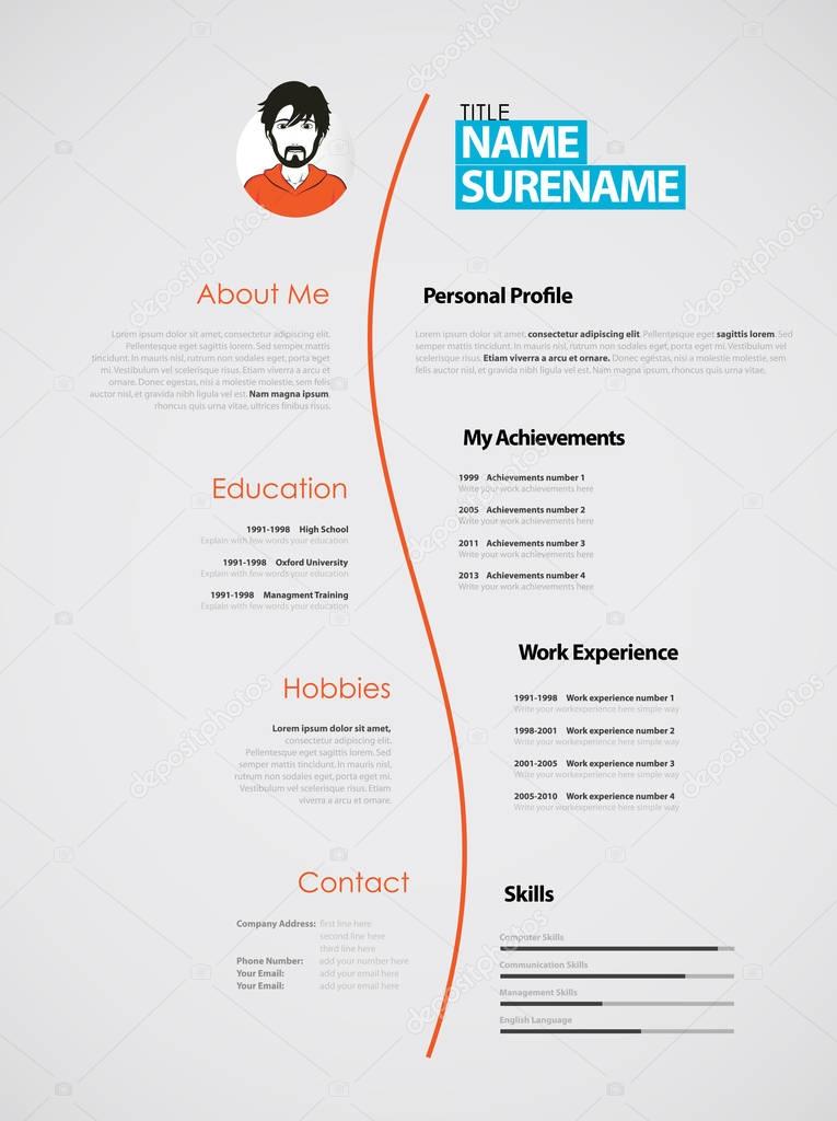 Creative CV template with paper stripes.