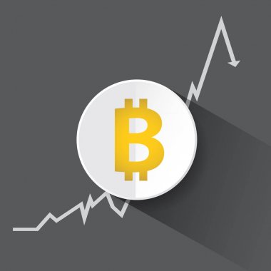Orta ve grafik bitcoin simgesi olan arka plan 