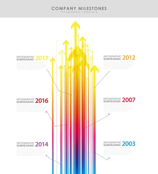 Infografika firmy kamienie milowe osi czasu wektor szablon z arr — Wektor stockowy