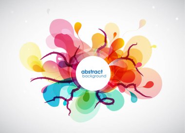 Daireler ve fırça darbesi ile soyut renkli çiçek arka plan