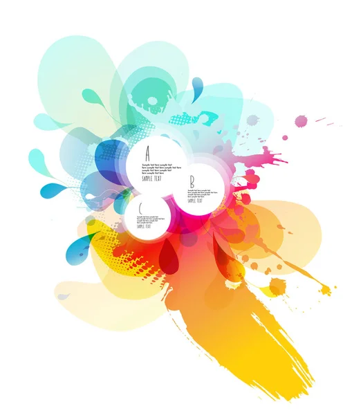 Abstrakt färgad blomma bakgrund med cirklar och penseldraget — Stock vektor