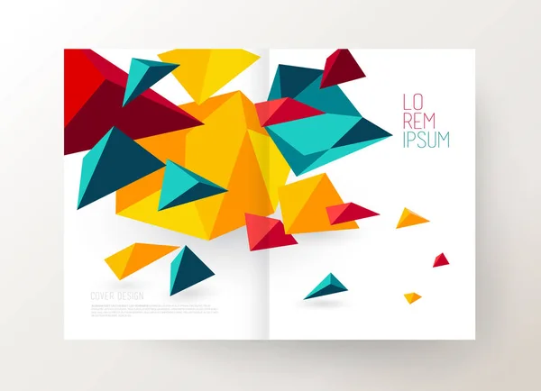 Modelo de design de capa de livro com objetos poligonais abstratos . — Vetor de Stock