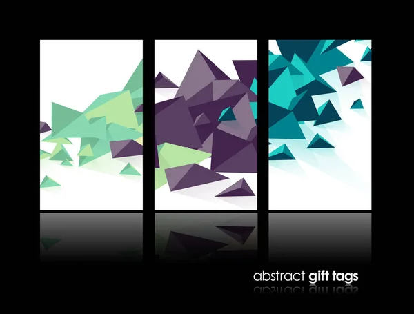 Set of 3 banner design templates with abstract polygonal objects — Stock Vector