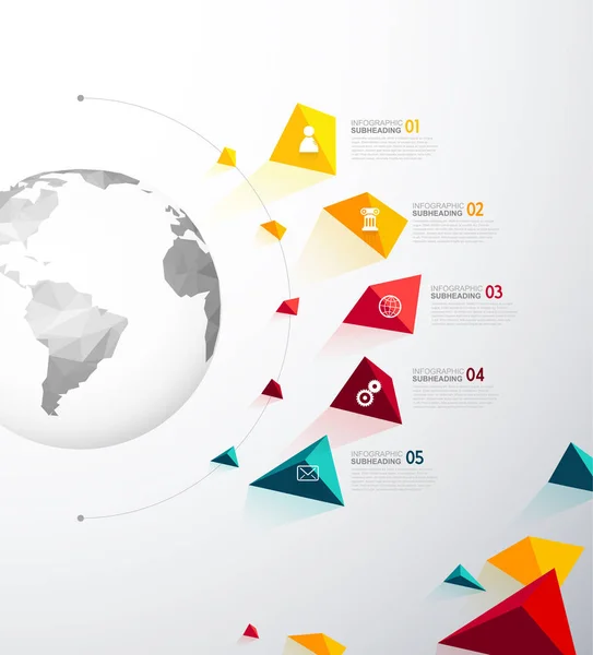 Infographic sjabloon met vijf kleurrijke vormen en pictogrammen line-up — Stockvector