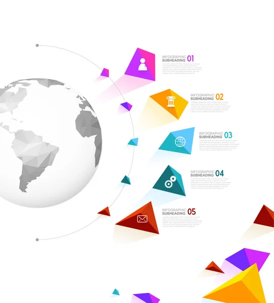 Plantilla de infografía con cinco formas coloridas e iconos alineados — Archivo Imágenes Vectoriales