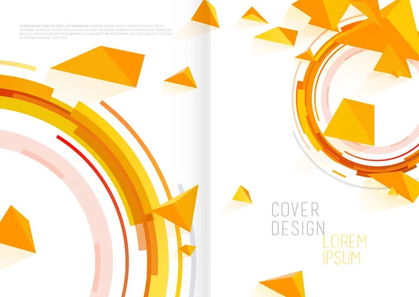 Plantilla de diseño de portada de libro con objetos poligonales abstractos . — Vector de stock