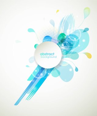 Daireler ve fırça darbesi ile soyut renkli çiçek arka plan