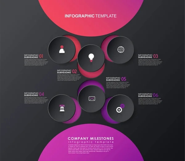 Infographic mall med fem färgstarka figurer och ikoner. — Stock vektor