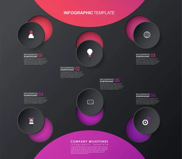 Infografika szablon z pięciu kolorowe kształty i ikony. — Wektor stockowy