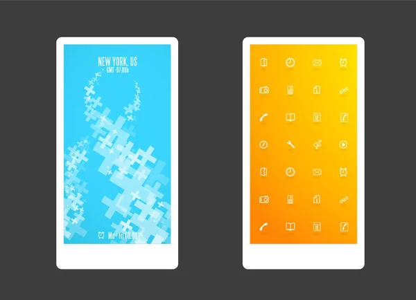 Abstrakter farbiger Hintergrund mit Plus-Formen und App-Symbolen. mobi — Stockvektor