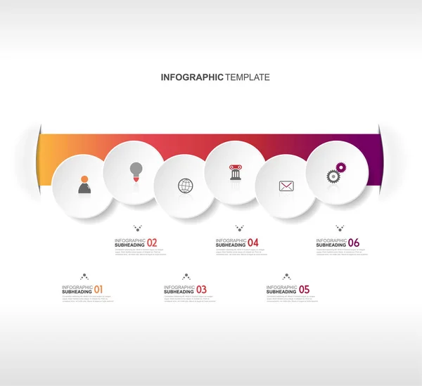 Modelo infográfico abstrato com círculos e passos para o seu ow — Vetor de Stock