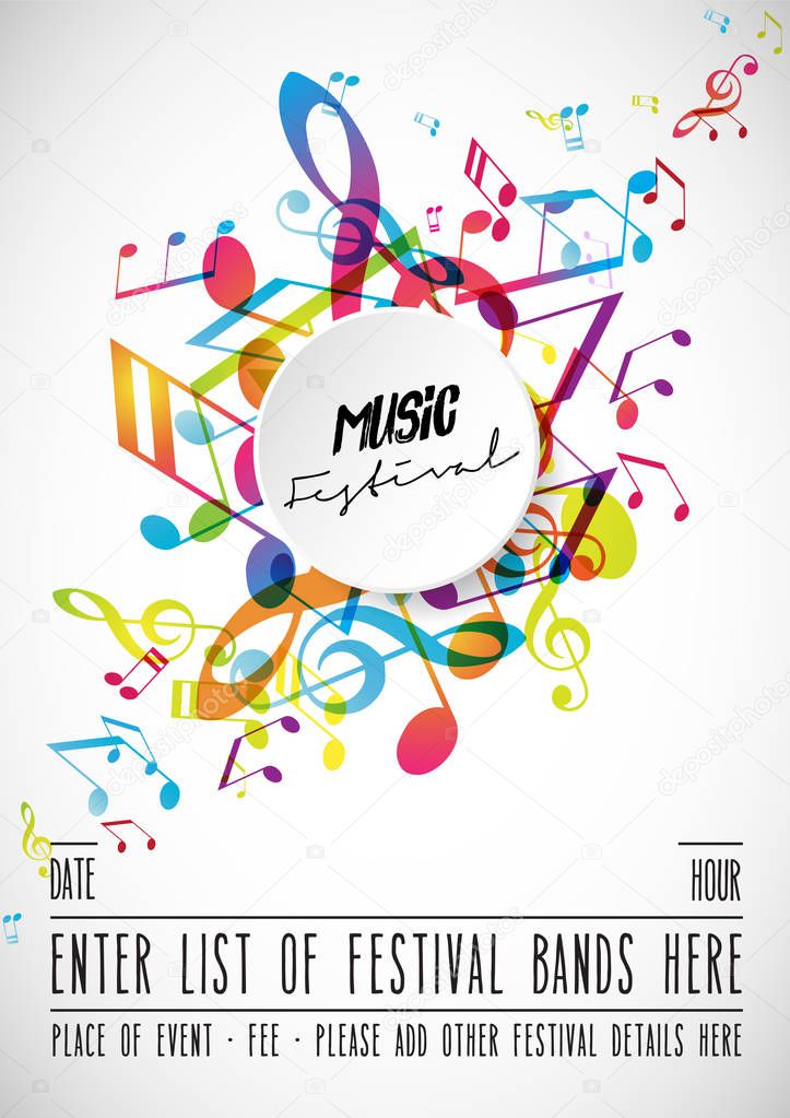 Abstract music festival advertising poster template with ...