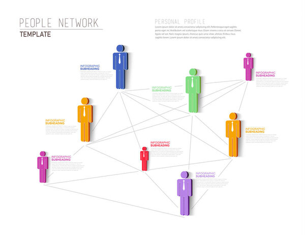 3D organisation personal network vector template.