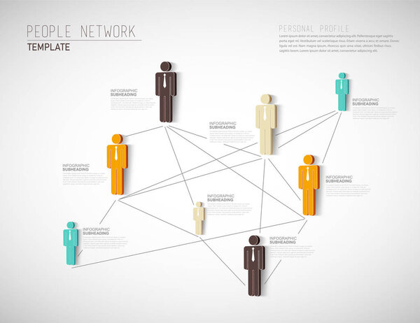 3D organisation personal network vector template.