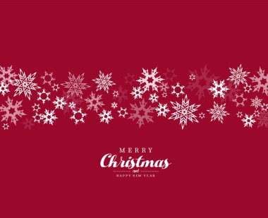 Kırmızı üzerinde kar taneleri olan mutlu noel vektör çizimleri 