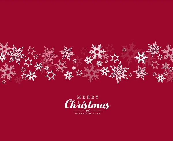 Joyeux Noël illustration vectorielle avec de nombreux flocons de neige sur rouge — Image vectorielle
