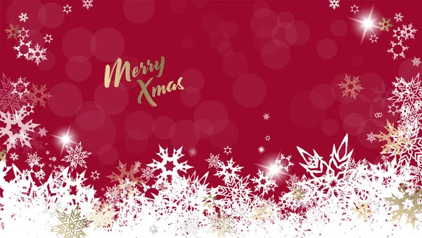 Weihnachten roter Vektor Hintergrund Illustration mit Schneeflocken und — Stockvektor