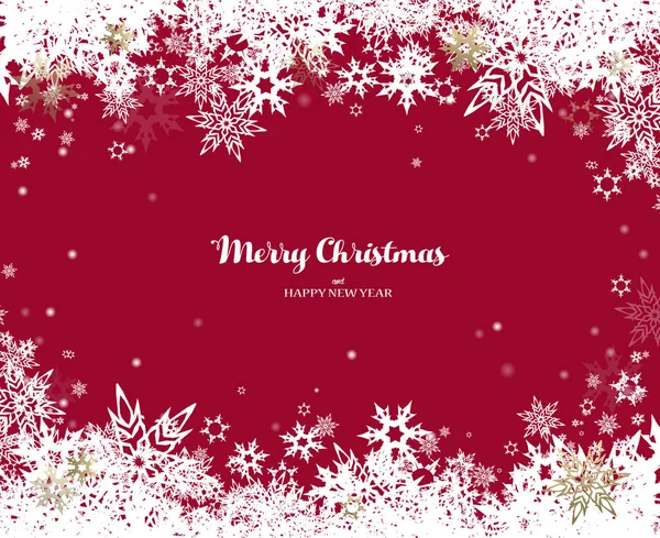 Καλά Χριστούγεννα διάνυσμα εικονογράφηση με πολλές νιφάδες χιονιού στο κόκκινο — Διανυσματικό Αρχείο
