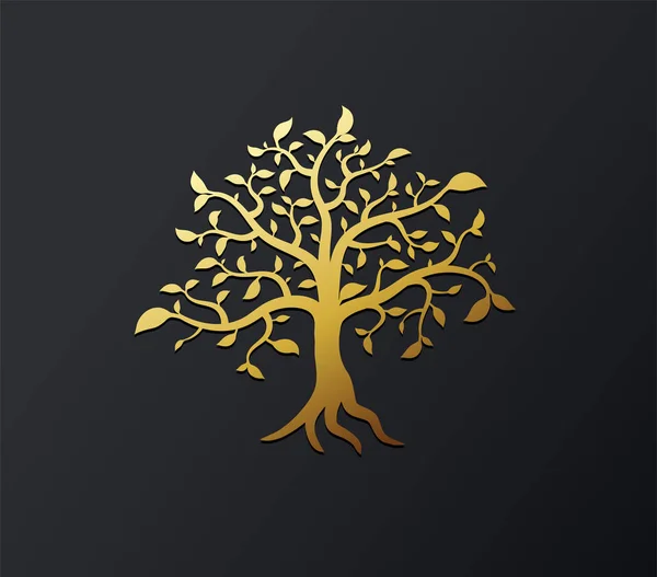 Vetor dourado árvore de ilustração de fundo com galhos dourados — Vetor de Stock