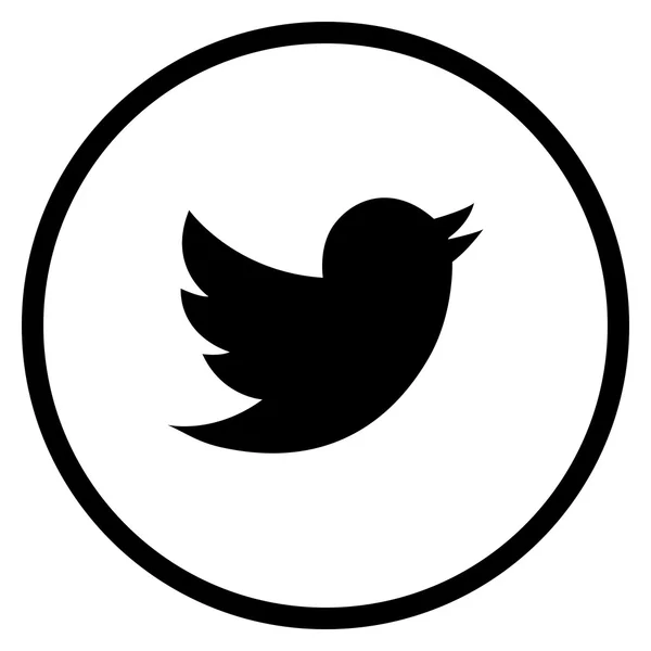 Moderní černý kruh Twitter pták ikona — Stockový vektor