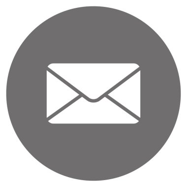 Modern gri ve beyaz e-posta yuvarlak web simgesi