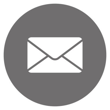 Modern gri ve beyaz e-posta yuvarlak web simgesi