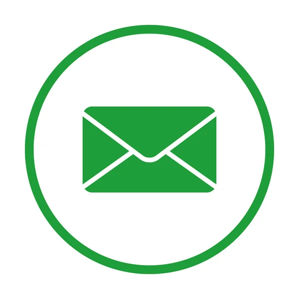 Moderno verde Email web Icona nel cerchio verde — Vettoriale Stock