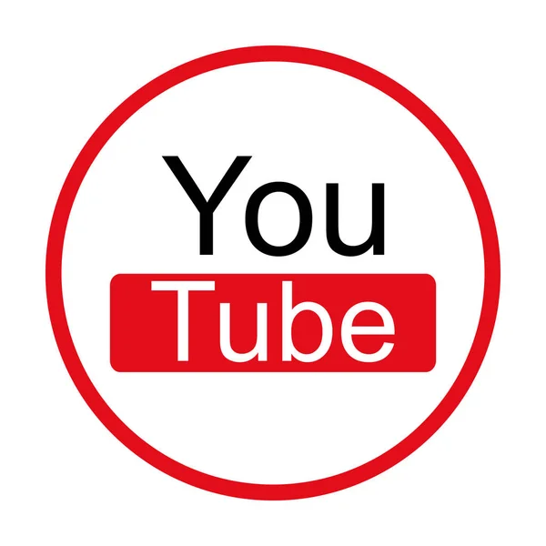 Icona Web YouTube originale nel cerchio rosso Vettoriali Stock Royalty Free