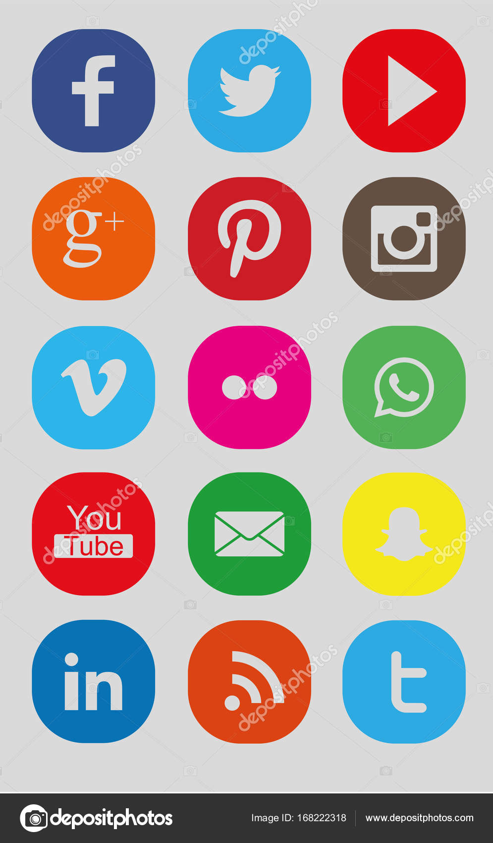 Big Collection Of Round Square Color Icons Like Facebook Twitter Youtube Google Plus Pinterest Instagram Vimeo Flickr Whatsapp Snapchat Mail Linkedin Rss All Are Png Compatible With Alpha Stock Vector Image By C Bigxteq