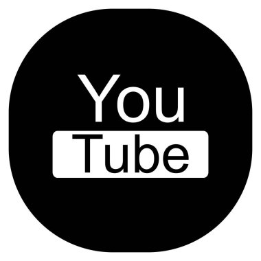 Modern siyah yuvarlak kare Youtube simgesi