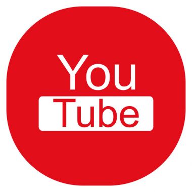 Modern kırmızı yuvarlak kare Youtube simgesi