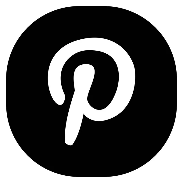 Original runda fyrkantig svart Pinterest Web-ikonen — Stock vektor