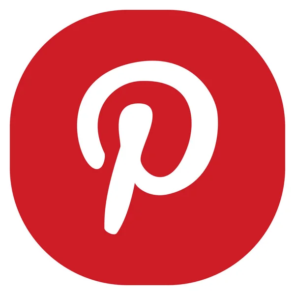 Ícone vermelho redondo original da Web do Pinterest do quadrado — Vetor de Stock