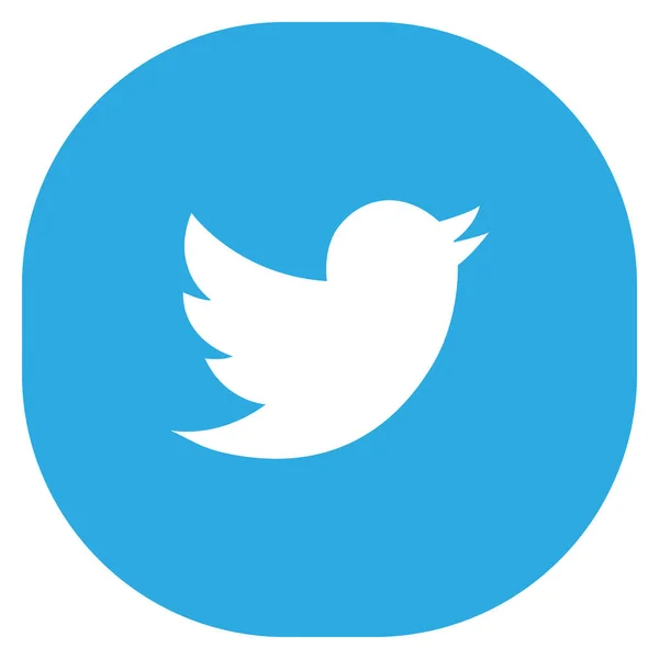 Moderne blauwe ronde vierkante Twitter vogel Icon — Stockvector