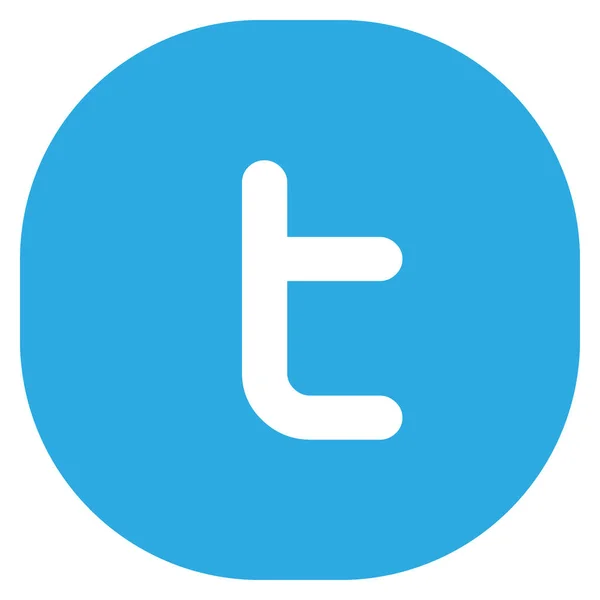 Icono de Twitter cuadrado redondo azul moderno con letra T — Vector de stock