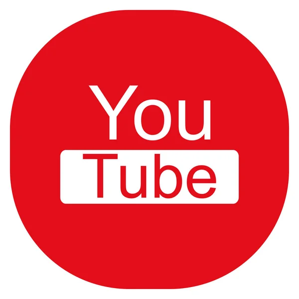 Modern kırmızı yuvarlak kare Youtube simgesi — Stok Vektör
