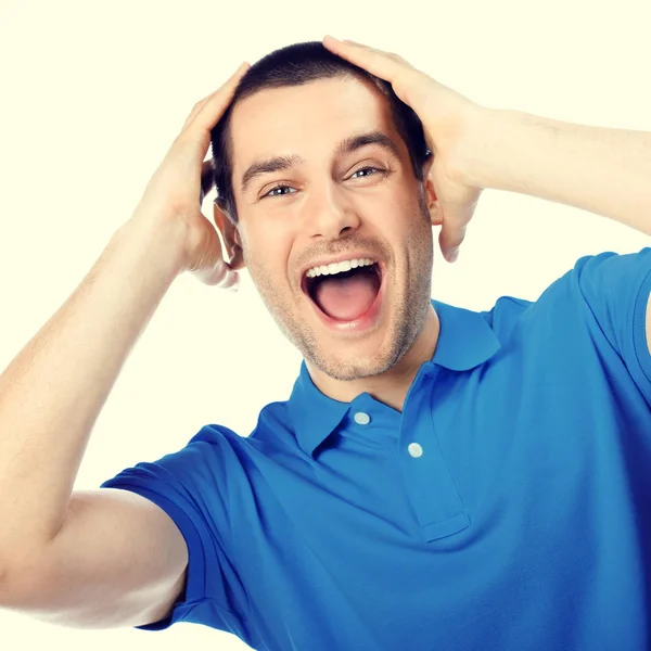 Expressivo feliz surpreendido gritando homem — Fotografia de Stock