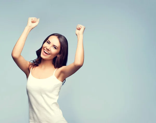 Happy gesturing young woman — Stock Photo, Image